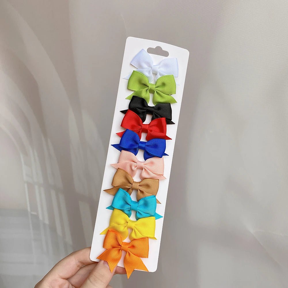 10 - Piece Baby Girl Hair Bow Clips Set | Soft Handmade Ribbon Bows That Grip Gently & Stay Put All Day | 27 Vibrant Colors for Every Outfit & Occasion - Holcart