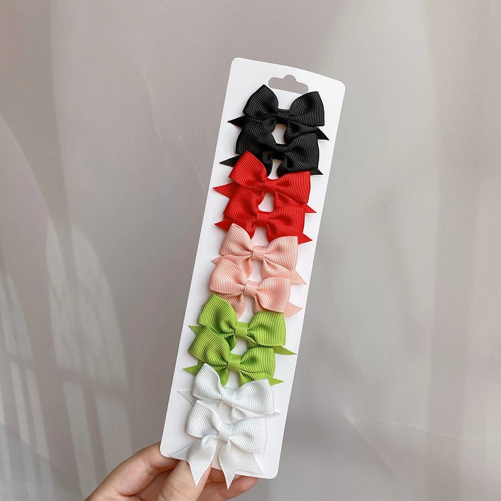 10 - Piece Baby Girl Hair Bow Clips Set | Soft Handmade Ribbon Bows That Grip Gently & Stay Put All Day | 27 Vibrant Colors for Every Outfit & Occasion - Holcart