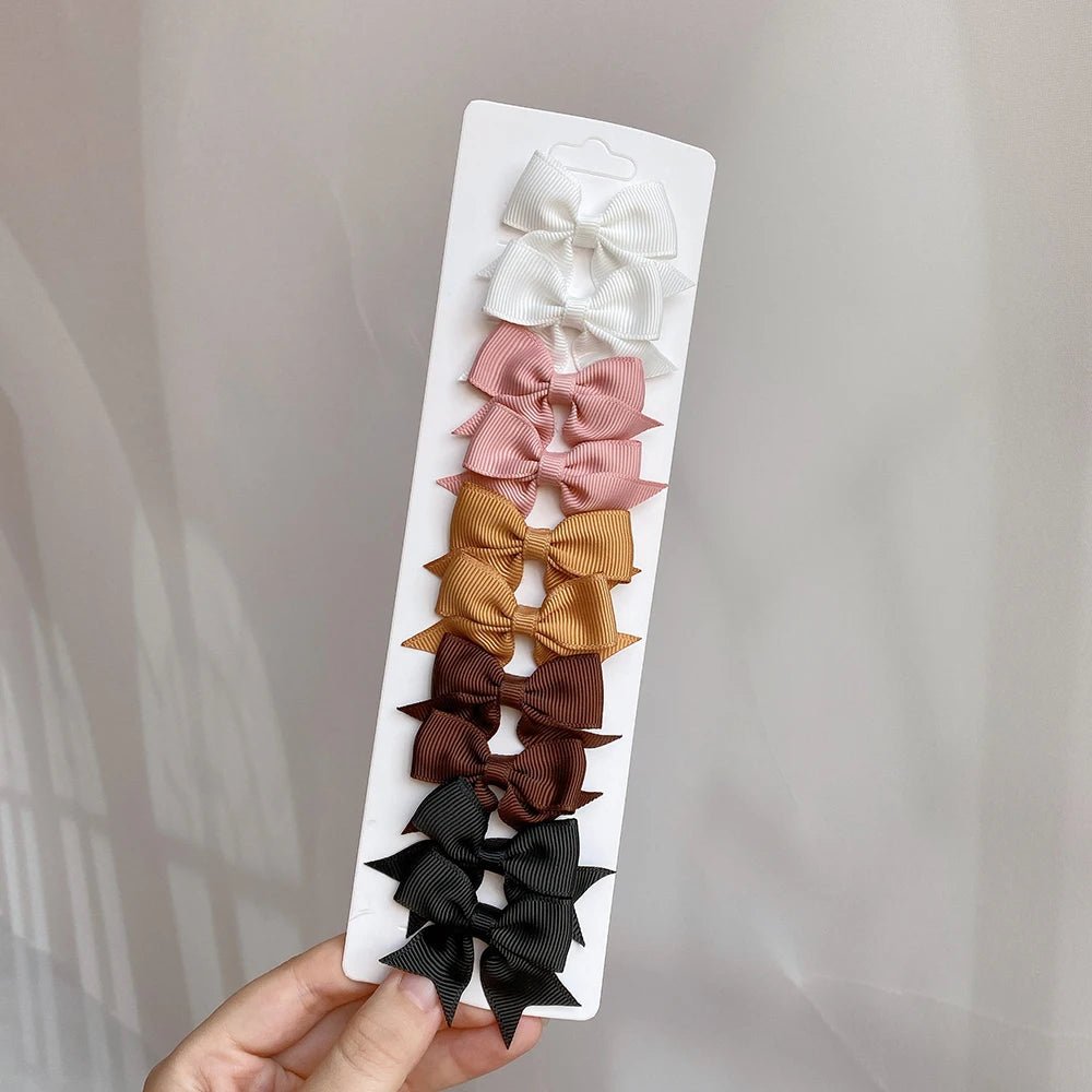 10 - Piece Baby Girl Hair Bow Clips Set | Soft Handmade Ribbon Bows That Grip Gently & Stay Put All Day | 27 Vibrant Colors for Every Outfit & Occasion - Holcart