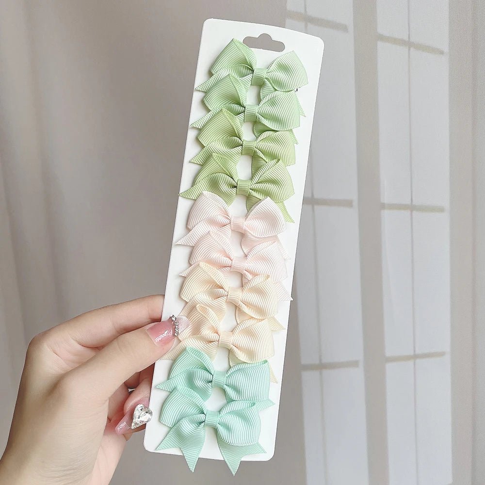 10 - Piece Baby Girl Hair Bow Clips Set | Soft Handmade Ribbon Bows That Grip Gently & Stay Put All Day | 27 Vibrant Colors for Every Outfit & Occasion - Holcart