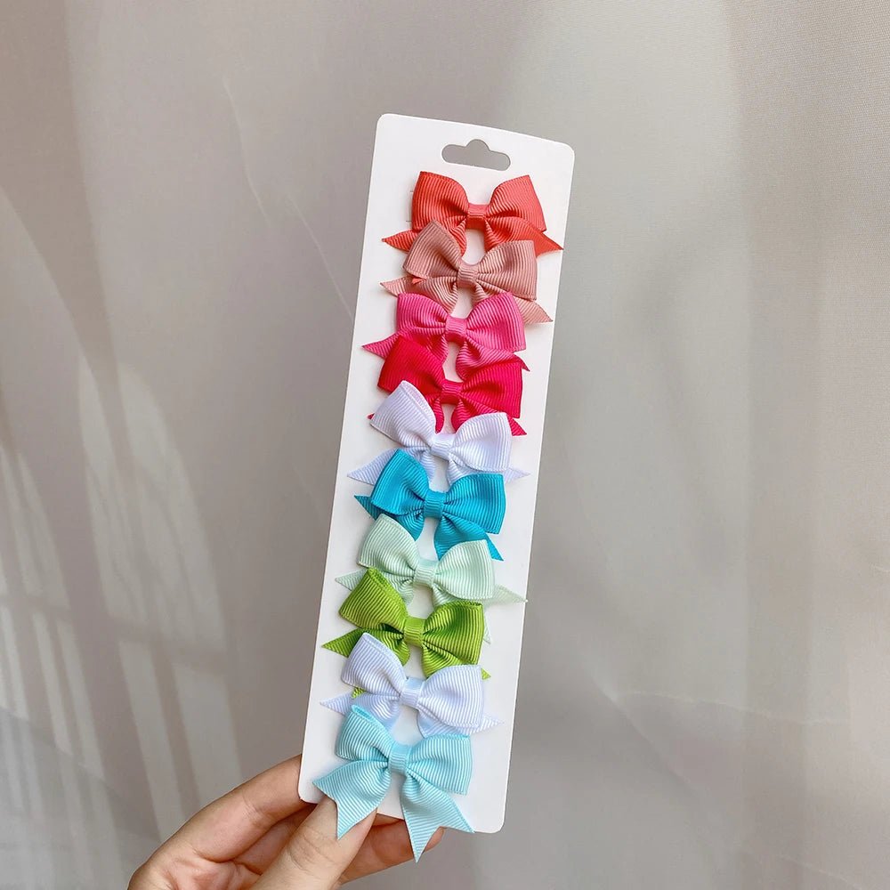 10 - Piece Baby Girl Hair Bow Clips Set | Soft Handmade Ribbon Bows That Grip Gently & Stay Put All Day | 27 Vibrant Colors for Every Outfit & Occasion - Holcart