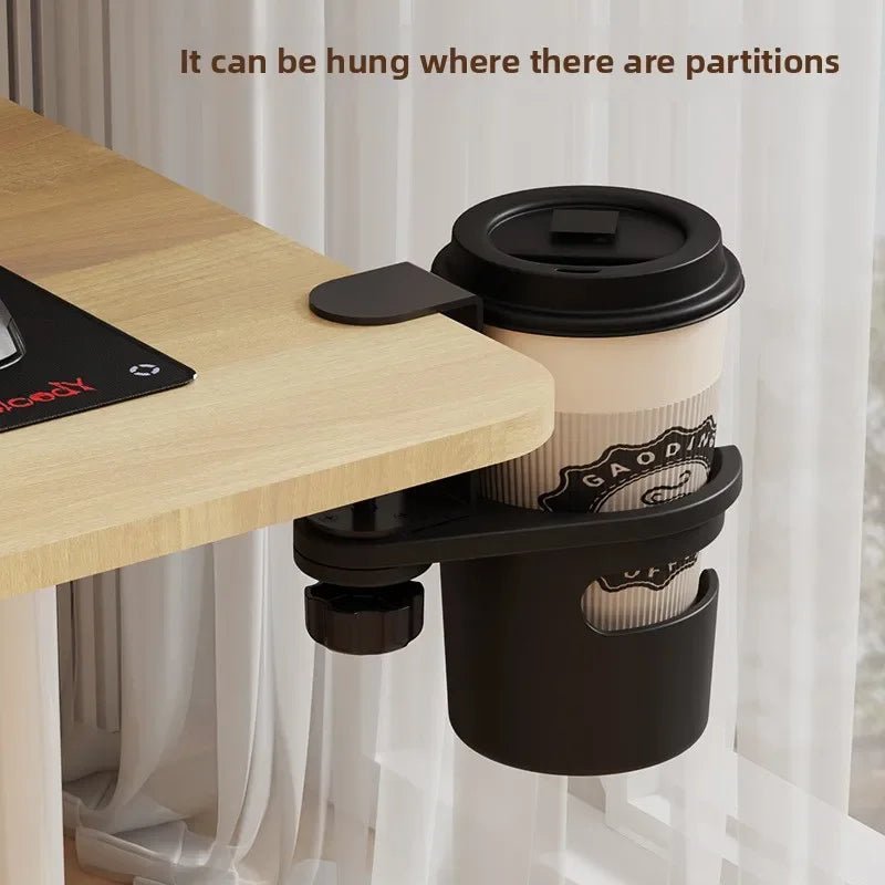 360° Rotating Clip - On Desk Cup Holder | Your Coffee Always Within Reach, Never in the Way | Adjustable Clamp Fits Any Desk | Home Office, Gaming & Standing Desk Organizer - Holcart