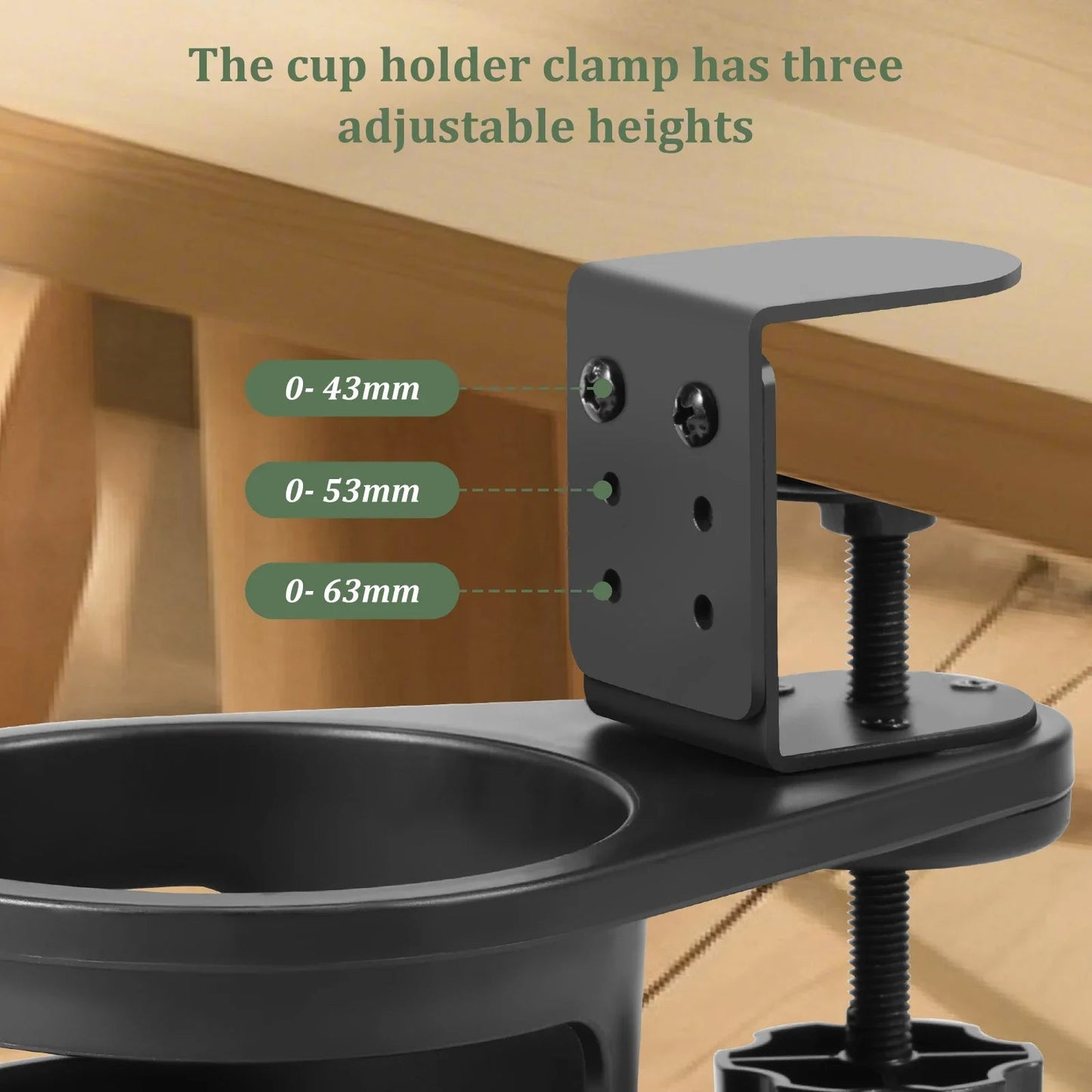 360° Rotating Clip - On Desk Cup Holder | Your Coffee Always Within Reach, Never in the Way | Adjustable Clamp Fits Any Desk | Home Office, Gaming & Standing Desk Organizer - Holcart