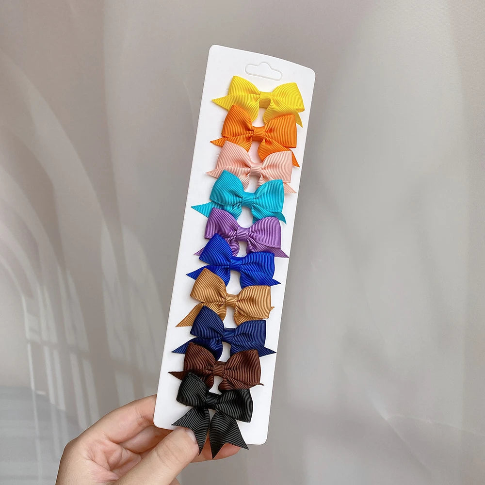 10-Piece Baby Girl Hair Bow Clips Set | Soft Handmade Ribbon Bows That Grip Gently & Stay Put All Day | 27 Vibrant Colors for Every Outfit & Occasion