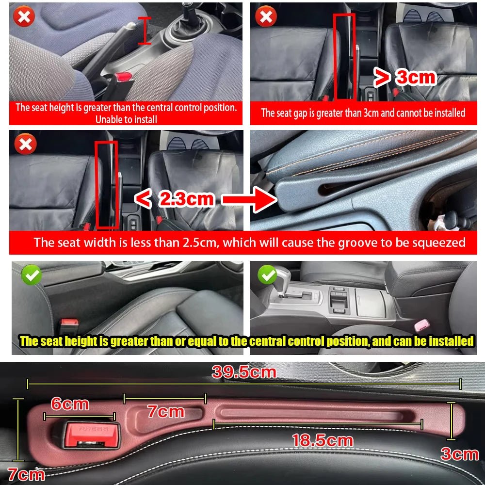 Car Seat Gap Filler & Side Seam Plug Strip | Leak - Proof Universal Fit for All Cars | Phone & Wallet Holder - Holcart