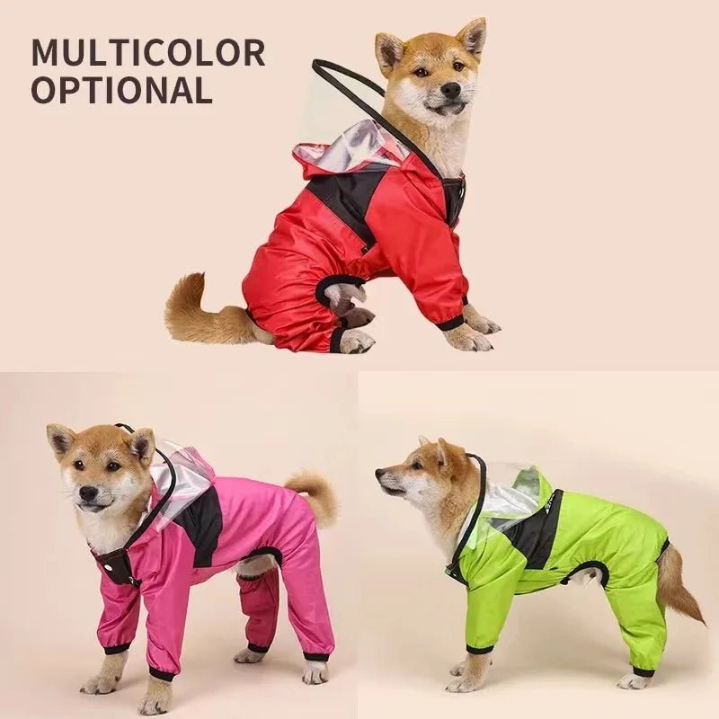 Dog Face Pet Raincoat | Soft Waterproof Hoodie That Keeps Your Pup Dry & Adorable | Lightweight Jumpsuit Jacket for Small to Large Dogs | Sizes XS–4XL - Holcart