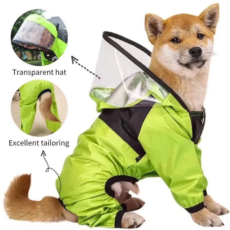 Dog Face Pet Raincoat | Soft Waterproof Hoodie That Keeps Your Pup Dry & Adorable | Lightweight Jumpsuit Jacket for Small to Large Dogs | Sizes XS–4XL - Holcart