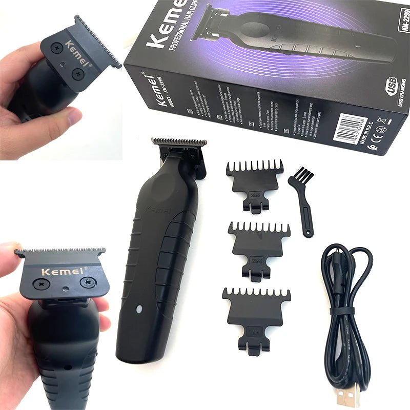 Kemei KM - 2299 Professional Hair Clipper & Beard Trimmer | USB Rechargeable 1200mAh Electric Hair Cutting Machine | Wet & Dry Cordless Clippers for Men - Holcart