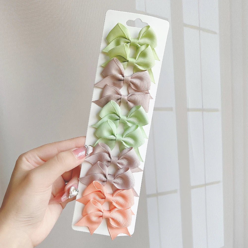 10 - Piece Baby Girl Hair Bow Clips Set | Soft Handmade Ribbon Bows That Grip Gently & Stay Put All Day | 27 Vibrant Colors for Every Outfit & Occasion - Holcart
