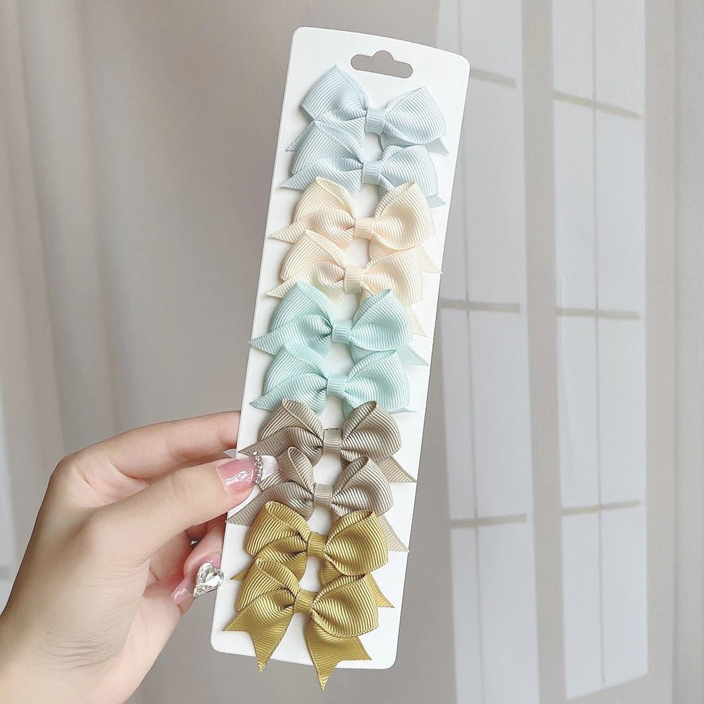 10 - Piece Baby Girl Hair Bow Clips Set | Soft Handmade Ribbon Bows That Grip Gently & Stay Put All Day | 27 Vibrant Colors for Every Outfit & Occasion - Holcart
