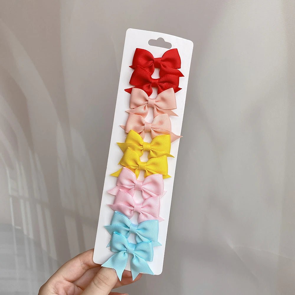 10 - Piece Baby Girl Hair Bow Clips Set | Soft Handmade Ribbon Bows That Grip Gently & Stay Put All Day | 27 Vibrant Colors for Every Outfit & Occasion - Holcart