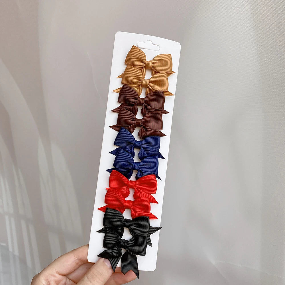 10-Piece Baby Girl Hair Bow Clips Set | Soft Handmade Ribbon Bows That Grip Gently & Stay Put All Day | 27 Vibrant Colors for Every Outfit & Occasion