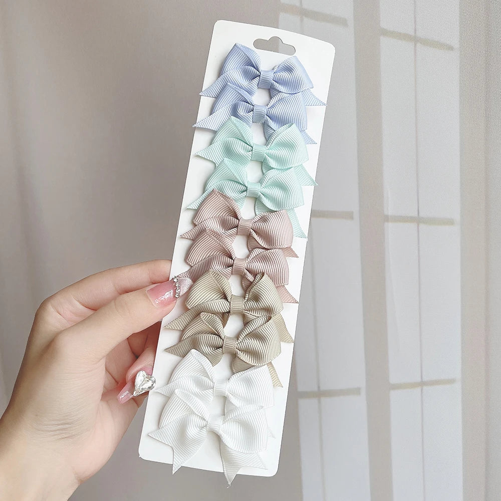 10-Piece Baby Girl Hair Bow Clips Set | Soft Handmade Ribbon Bows That Grip Gently & Stay Put All Day | 27 Vibrant Colors for Every Outfit & Occasion