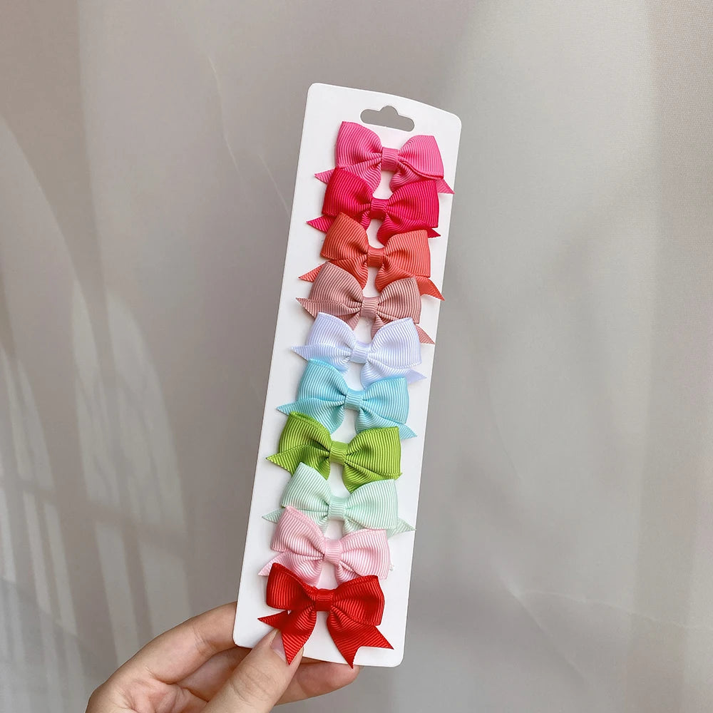 10-Piece Baby Girl Hair Bow Clips Set | Soft Handmade Ribbon Bows That Grip Gently & Stay Put All Day | 27 Vibrant Colors for Every Outfit & Occasion