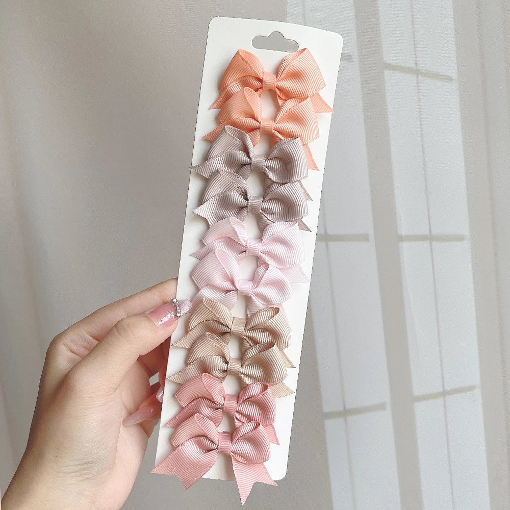 10-Piece Baby Girl Hair Bow Clips Set | Soft Handmade Ribbon Bows That Grip Gently & Stay Put All Day | 27 Vibrant Colors for Every Outfit & Occasion
