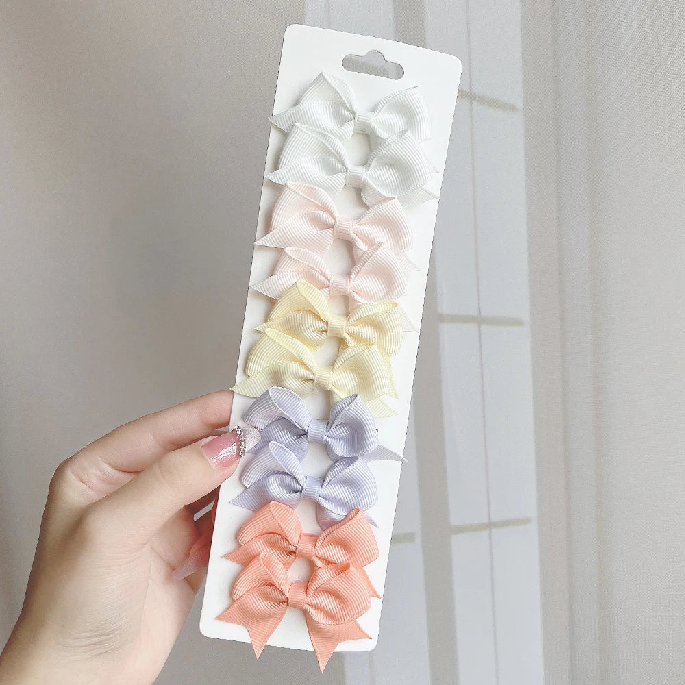 10-Piece Baby Girl Hair Bow Clips Set | Soft Handmade Ribbon Bows That Grip Gently & Stay Put All Day | 27 Vibrant Colors for Every Outfit & Occasion