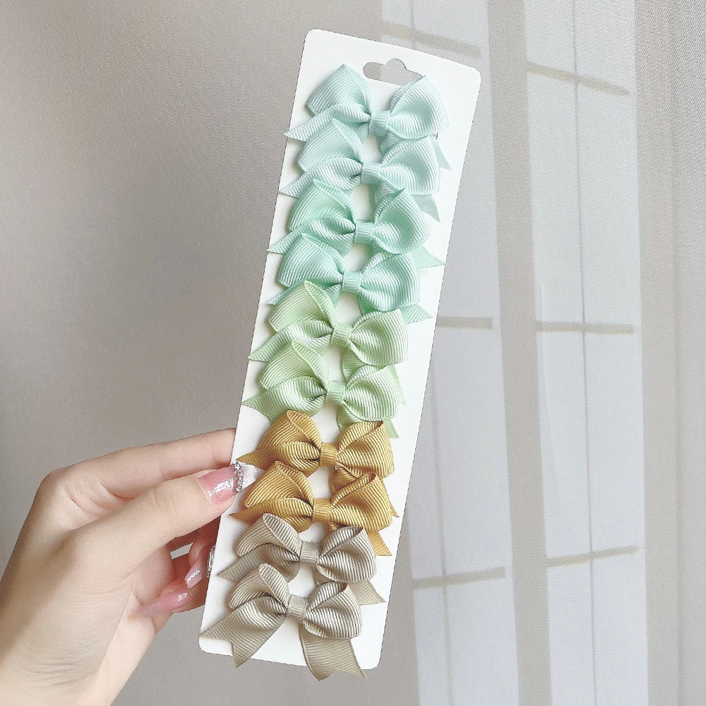10-Piece Baby Girl Hair Bow Clips Set | Soft Handmade Ribbon Bows That Grip Gently & Stay Put All Day | 27 Vibrant Colors for Every Outfit & Occasion
