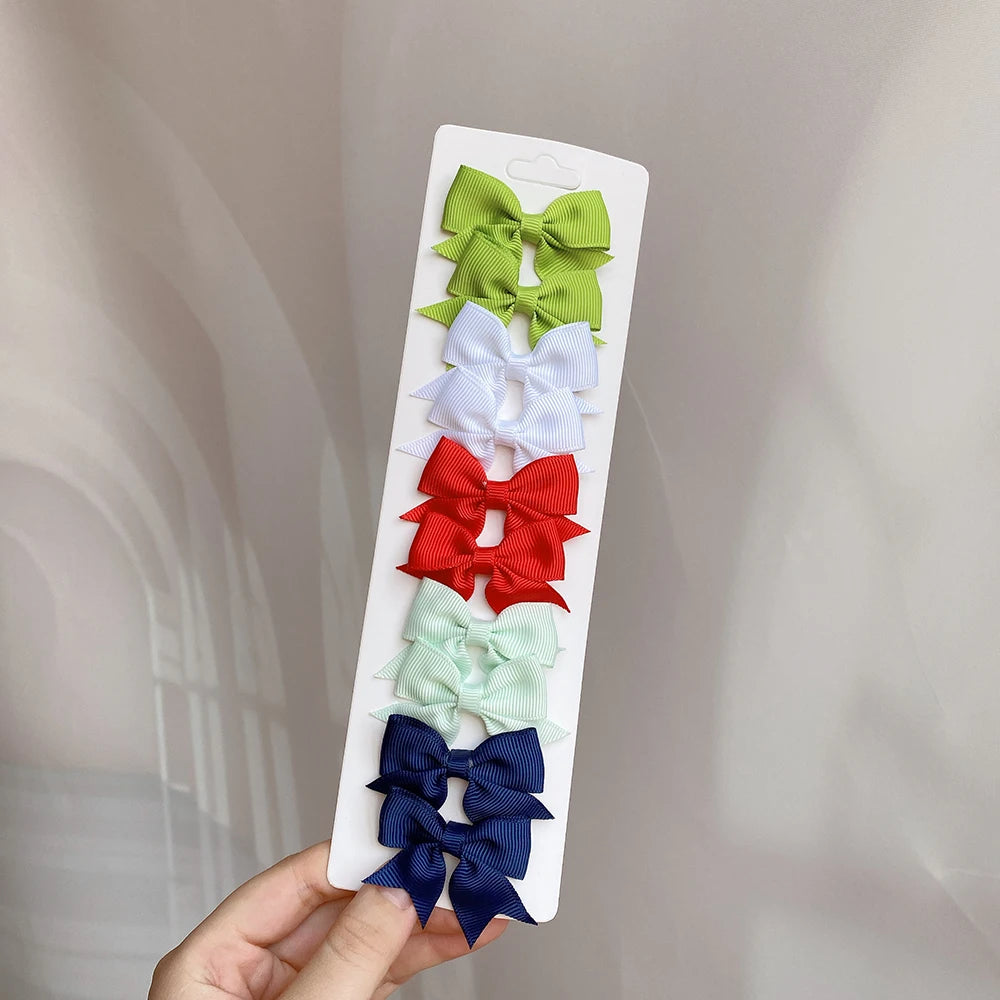 10-Piece Baby Girl Hair Bow Clips Set | Soft Handmade Ribbon Bows That Grip Gently & Stay Put All Day | 27 Vibrant Colors for Every Outfit & Occasion