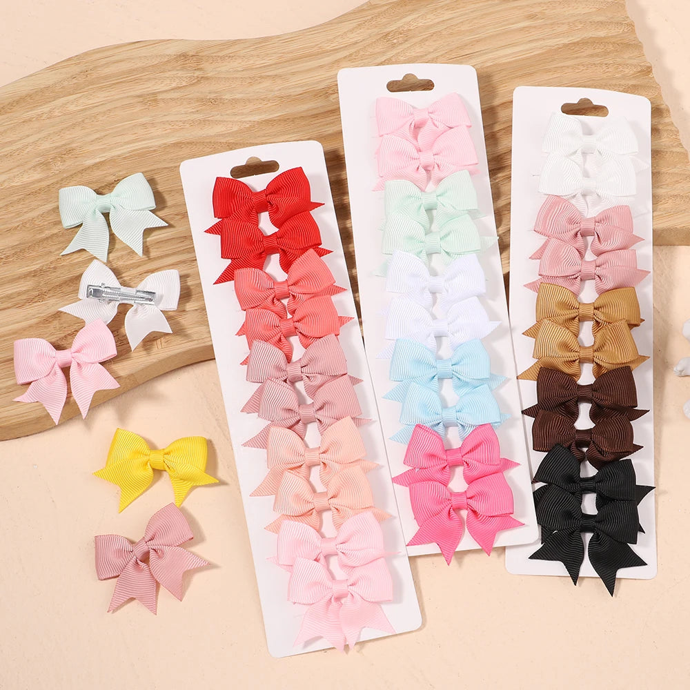 10-Piece Baby Girl Hair Bow Clips Set | Soft Handmade Ribbon Bows That Grip Gently & Stay Put All Day | 27 Vibrant Colors for Every Outfit & Occasion