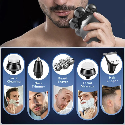 Cosinion PC3200 5 - in - 1 Electric Shaver for Men | 7D Floating Blades That Hug Every Curve | Wet & Dry 60 - Min Cordless Grooming Kit with Nose Trimmer & Facial Brush - Holcart