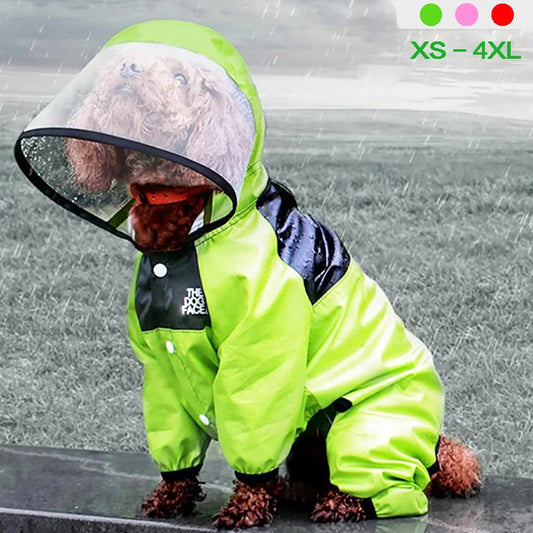 Dog Face Pet Raincoat | Soft Waterproof Hoodie That Keeps Your Pup Dry & Adorable | Lightweight Jumpsuit Jacket for Small to Large Dogs | Sizes XS–4XL - Holcart