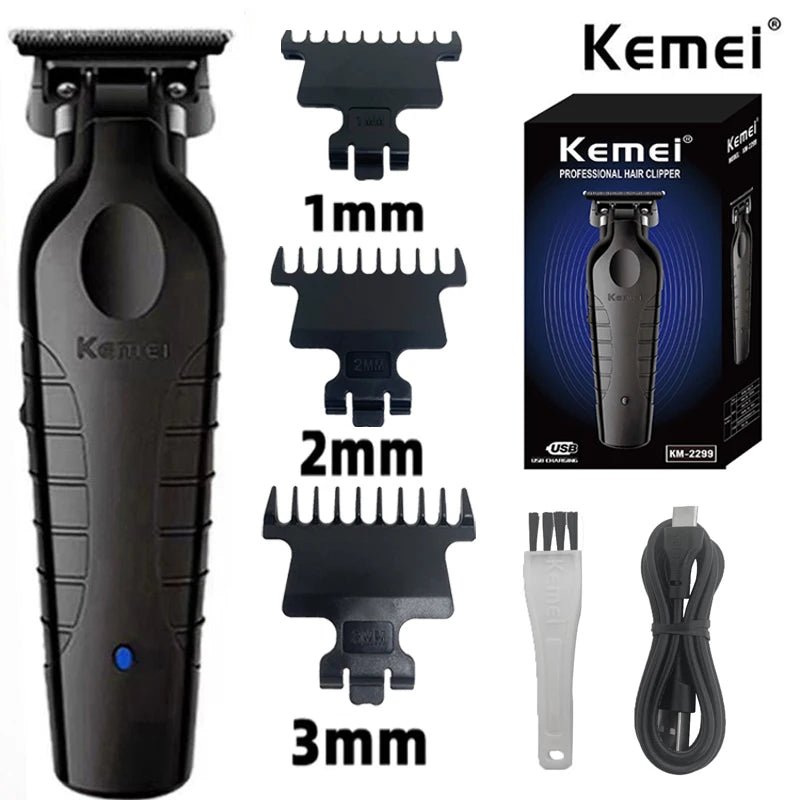 Kemei KM - 2299 Professional Hair Clipper & Beard Trimmer | USB Rechargeable 1200mAh Electric Hair Cutting Machine | Wet & Dry Cordless Clippers for Men - Holcart