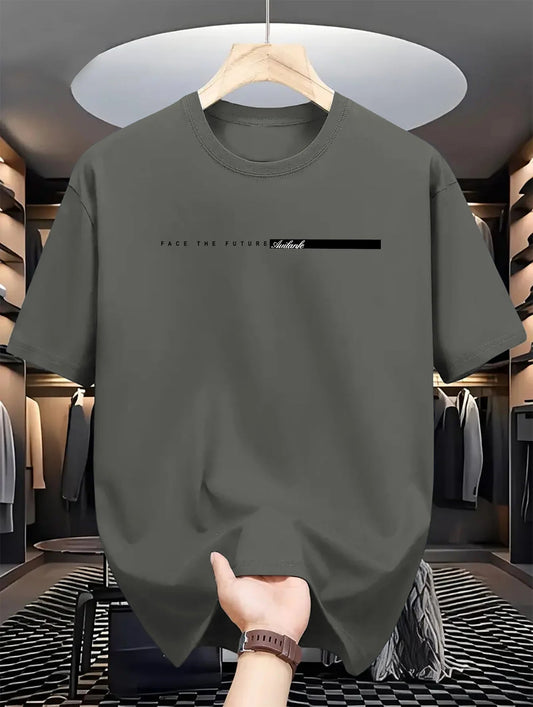 Men's 100% Cotton Letter Print T-Shirt | Soft Breathable Fabric in a Relaxed Loose Fit | Bold High Street Style for All Seasons | Sizes XS–XXL - Holcart