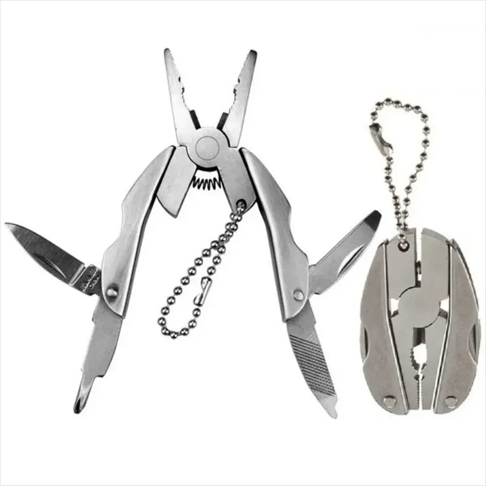 Mini Pocket Multi - Tool Keychain | 4 - in - 1 Stainless Steel EDC Tool That Fits on Your Keys | Pliers, Knife, Screwdriver & File for Camping, Hiking & Everyday Carry - Holcart