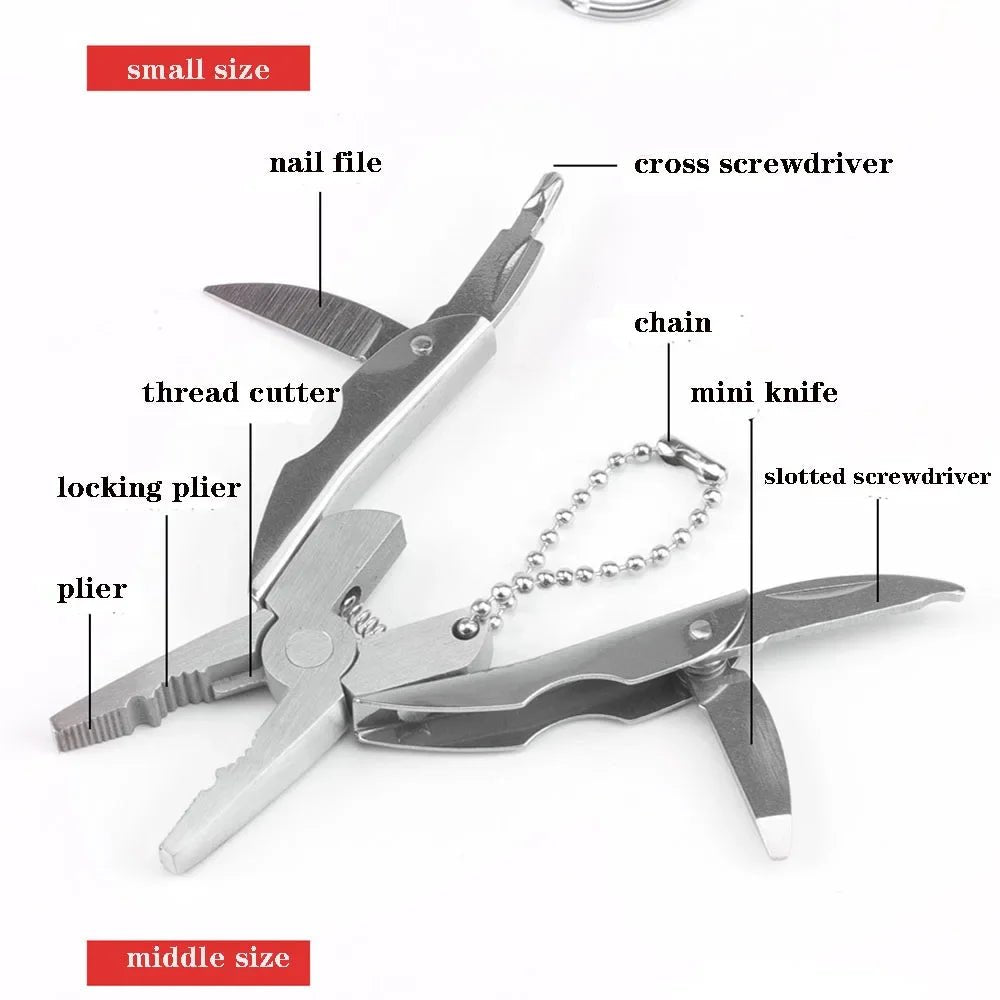 Mini Pocket Multi - Tool Keychain | 4 - in - 1 Stainless Steel EDC Tool That Fits on Your Keys | Pliers, Knife, Screwdriver & File for Camping, Hiking & Everyday Carry - Holcart
