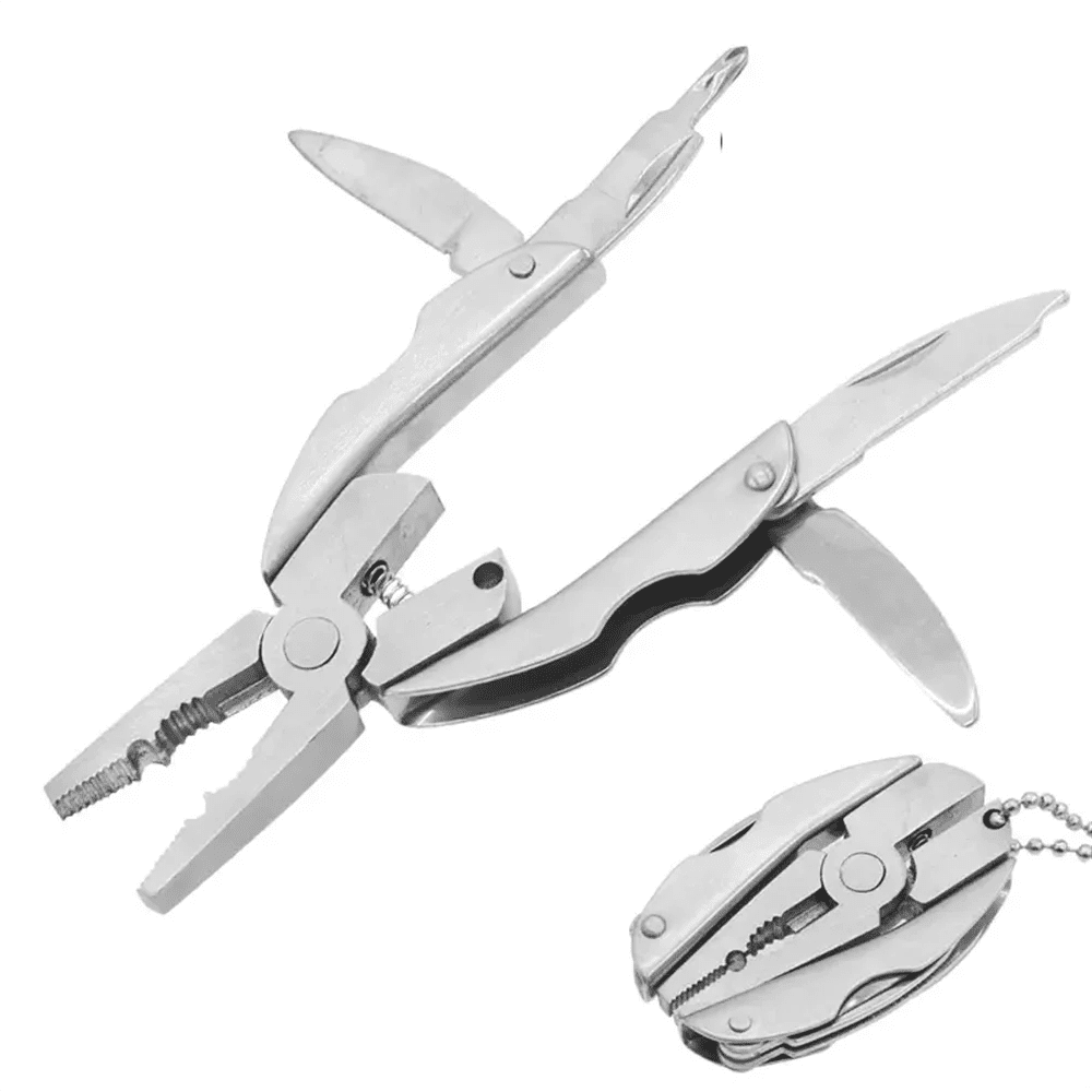 Mini Pocket Multi - Tool Keychain | 4 - in - 1 Stainless Steel EDC Tool That Fits on Your Keys | Pliers, Knife, Screwdriver & File for Camping, Hiking & Everyday Carry - Holcart