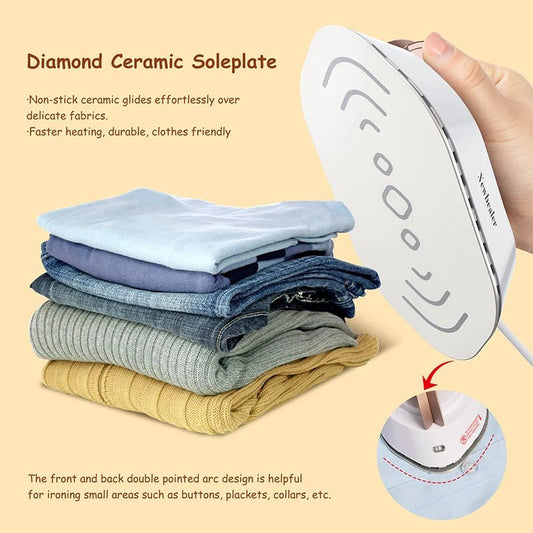 Newbealer Mini Travel Iron | Ready in 30 Seconds, Glides Like Silk | Dual Voltage Ceramic Soleplate Portable Iron for Wrinkle - Free Clothes Anywhere in the World - Holcart
