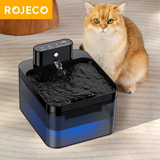 ROJECO Wireless Pet Water Fountain | 2.2L Silently Flowing, Infrared - Sensing Automatic Dispenser That Keeps Cats & Dogs Hydrated 24/7 | 2600mAh Battery - Holcart