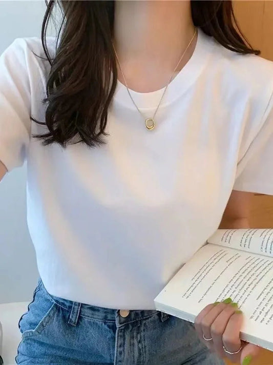 Women's Solid Cotton T-Shirt | Breathably Soft, Effortlessly Loose Fit That Feels Like a Second Skin | 4 Colors | Sizes S–XXXL - Holcart